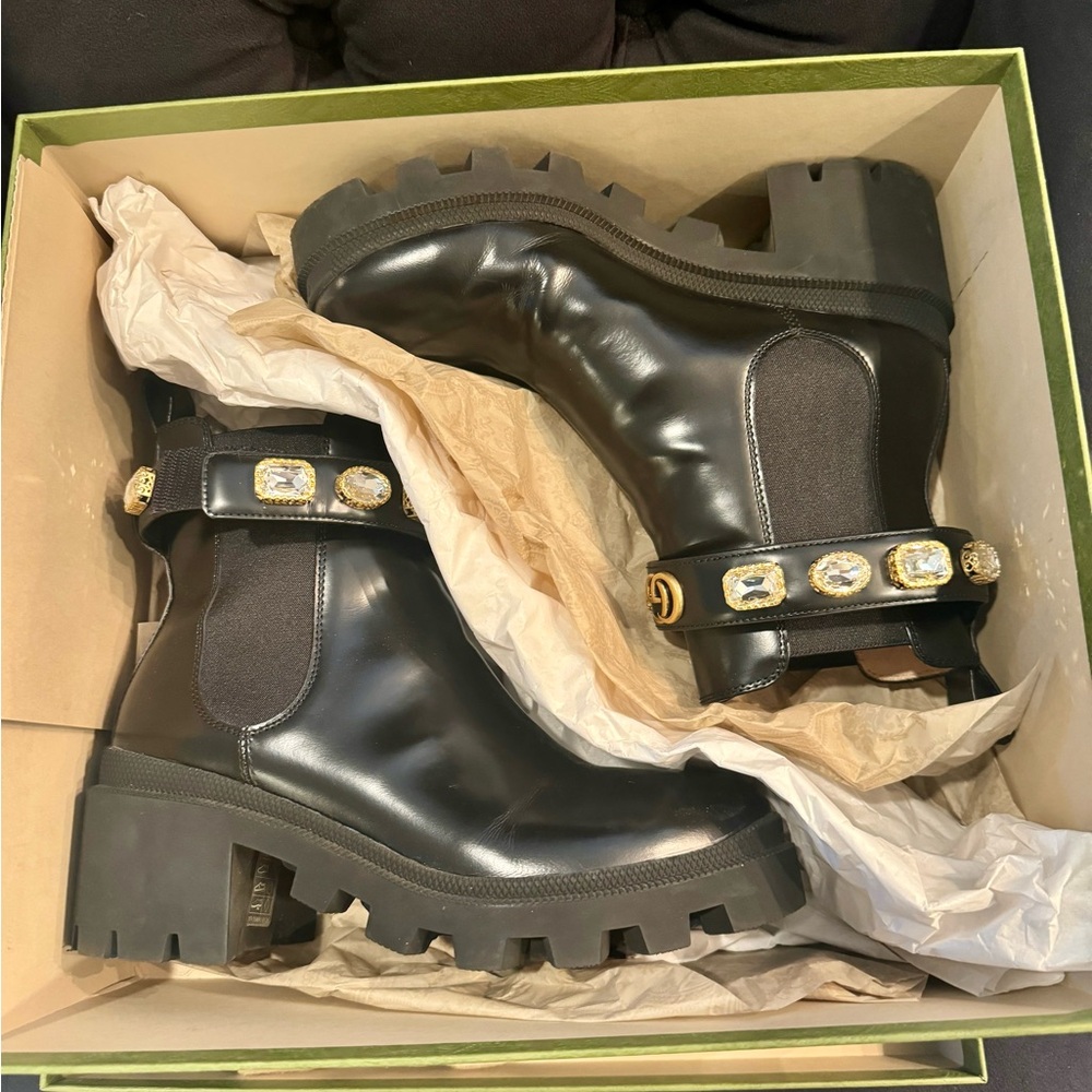Gucci Rhinestone Ankle Boots